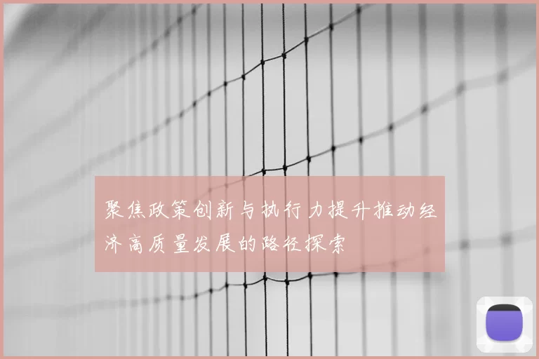 聚焦政策创新与执行力提升推动经济高质量发展的路径探索